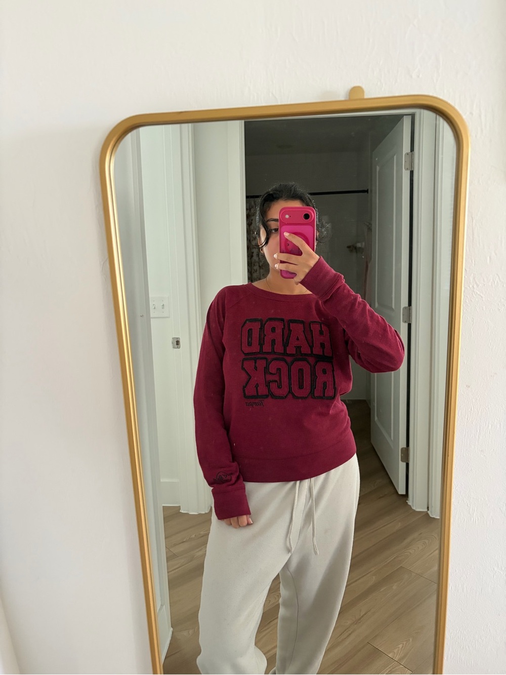 Hard Rock Cafe Maroon Crewneck Sweatshirt with Black Lettering
